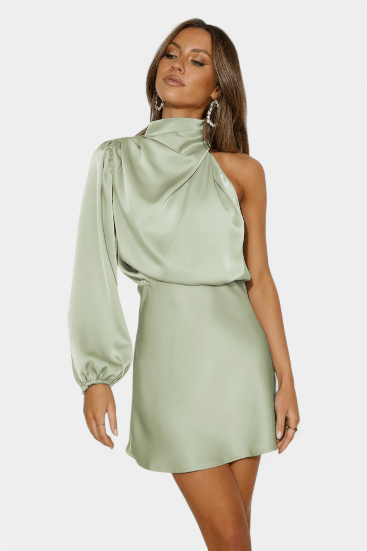 Mara | One - Shoulder Draped Dress - Lora Toronto