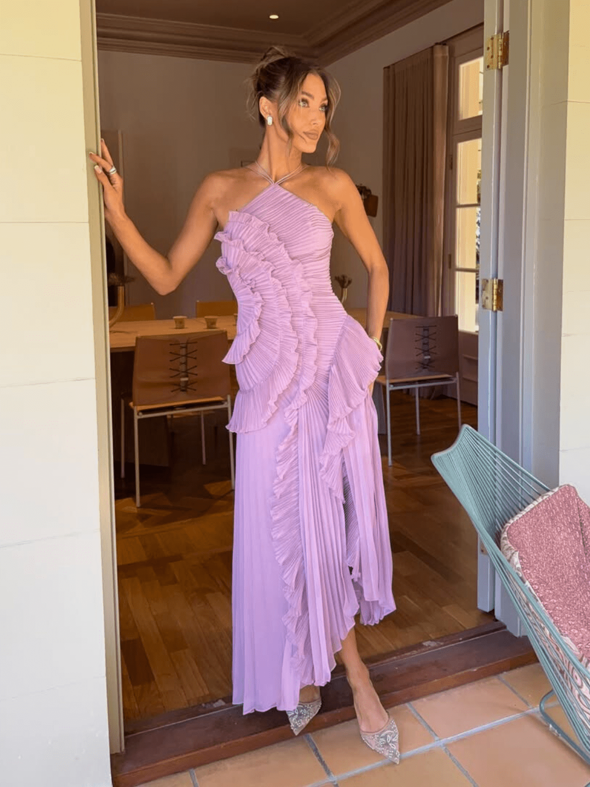 Marina | Maxi Pleated Chiffon Dress - Lora Toronto