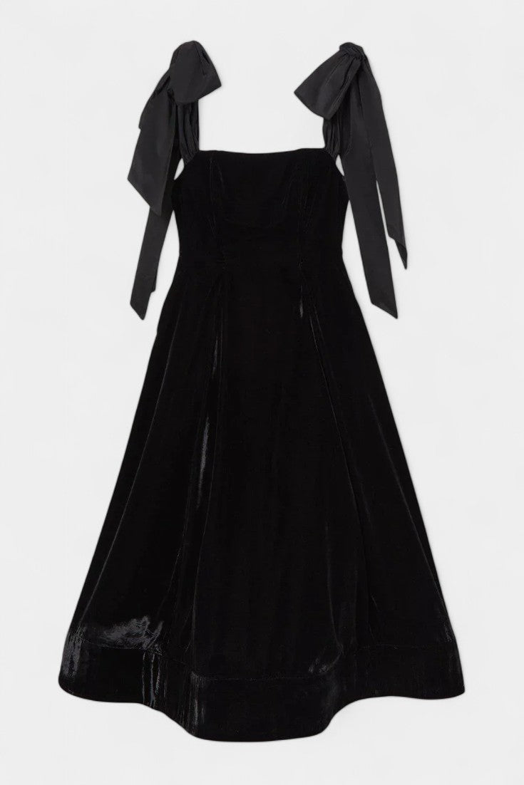 Ajla | Strapless Velvet Bow Midi Dress - Lora Toronto