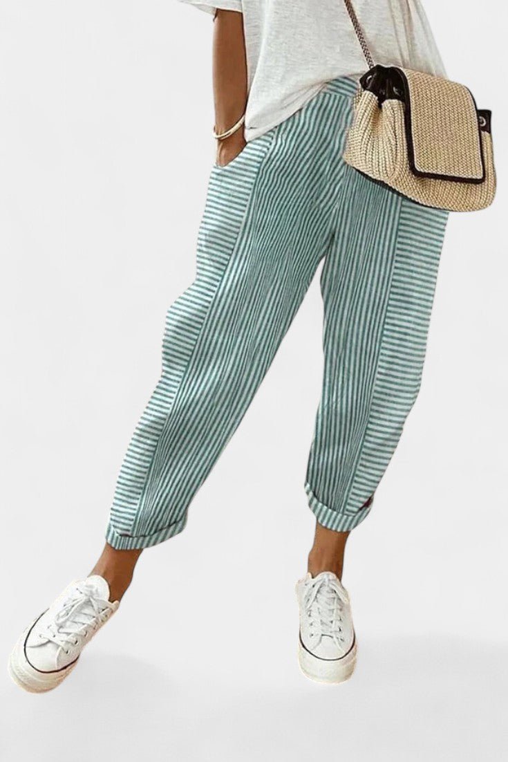 Alba Striped Linen - Blend Pants - Lora Toronto