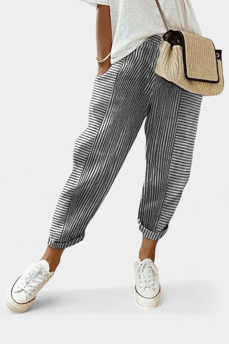 Alba Striped Linen - Blend Pants - Lora Toronto