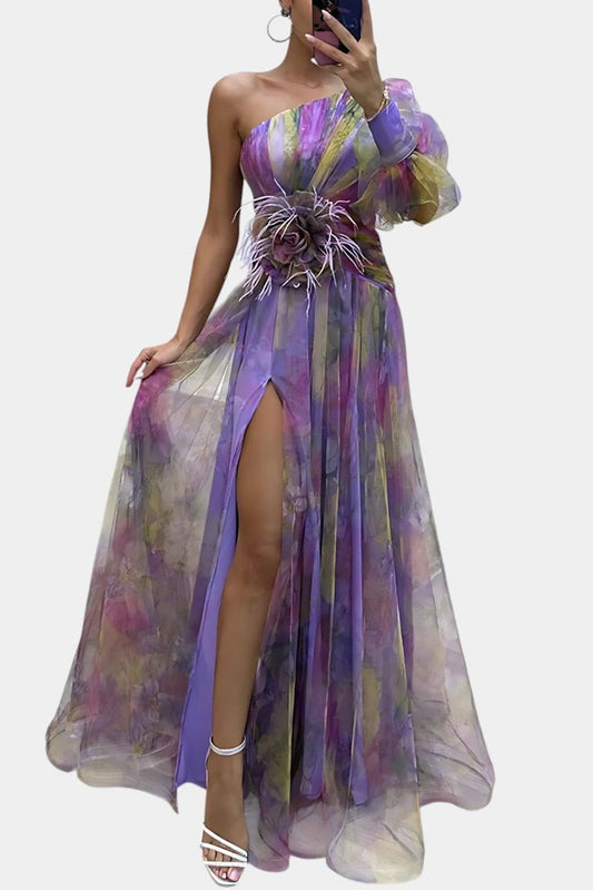 Amelie | One - Shoulder Asymmetric Maxi Dress - Lora Toronto