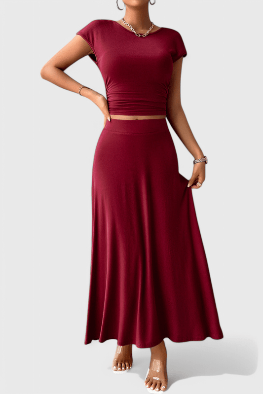 Anastasia Ruched Crop Top & Flowing Skirt Co - Ord - Lora Toronto