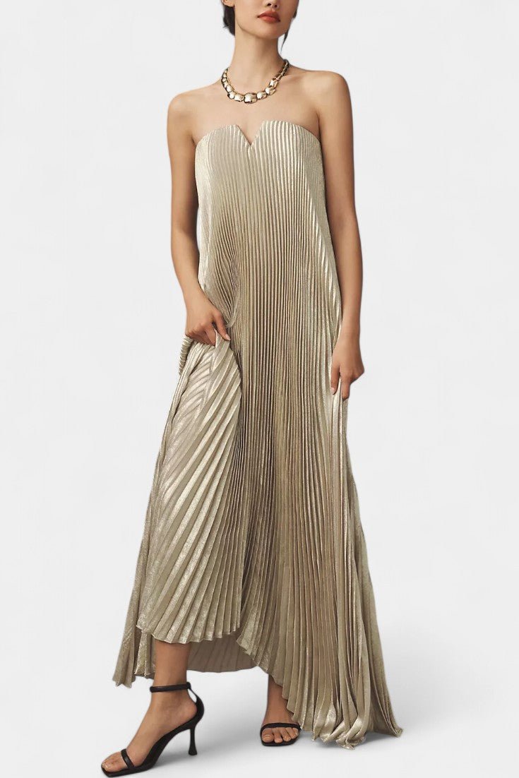 Andreia Pleated A - Line Strapless Maxi Dress - Lora Toronto