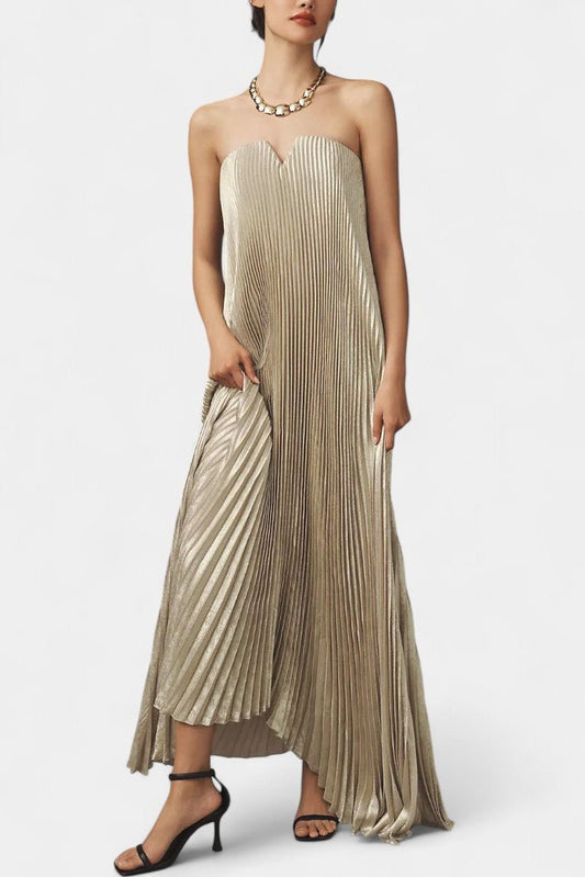 Andreia Pleated A - Line Strapless Maxi Dress - Lora Toronto
