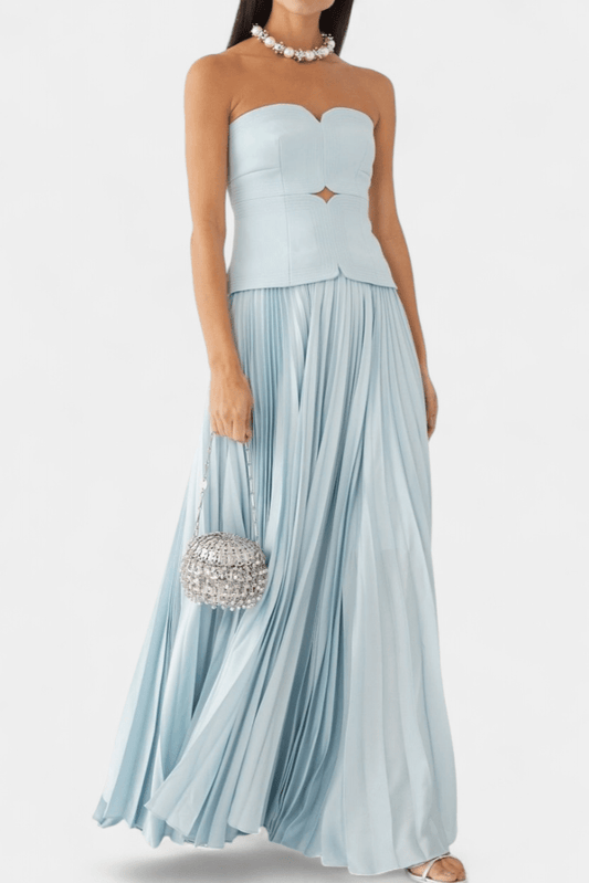 Clara | Off - Shoulder Pleated Maxi Dress - Lora Toronto