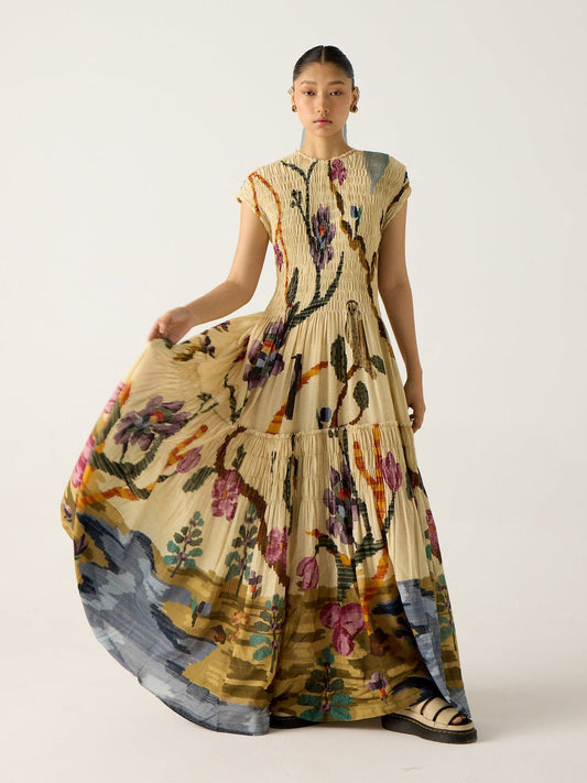 Clara | Pleated Print Maxi Dress - Lora Toronto