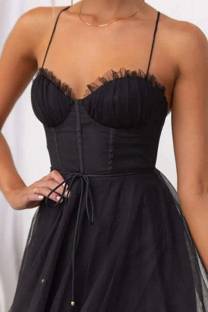 Eileen | Corset Tulle Midi Dress - Lora Toronto