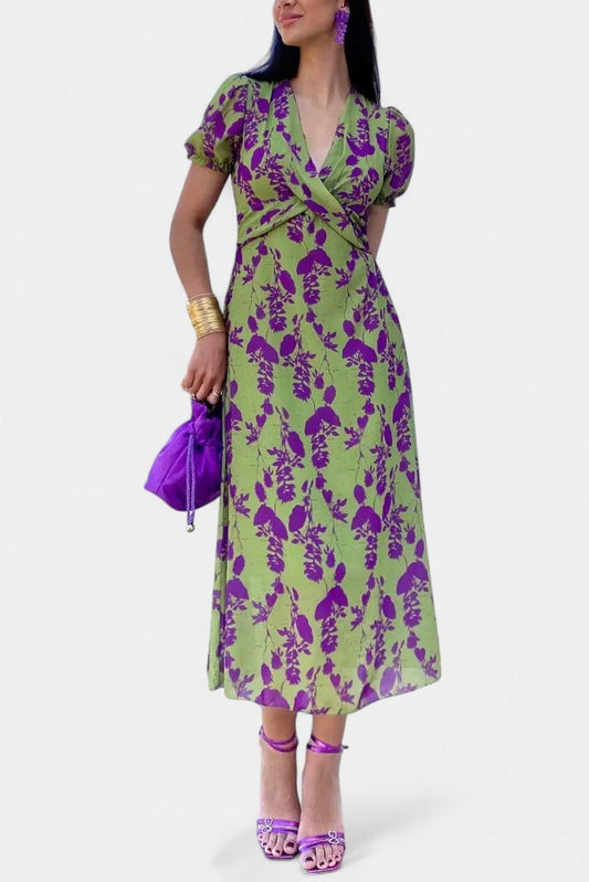 Elara | Knotted Floral Elegance Dress - Lora Toronto