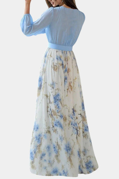 Eliane | Stunning Floral Print V - Neck Maxi Dress - Lora Toronto