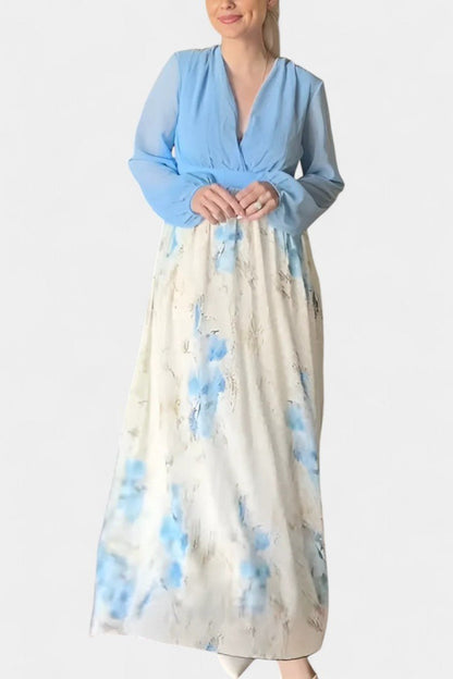 Eliane | Stunning Floral Print V - Neck Maxi Dress - Lora Toronto