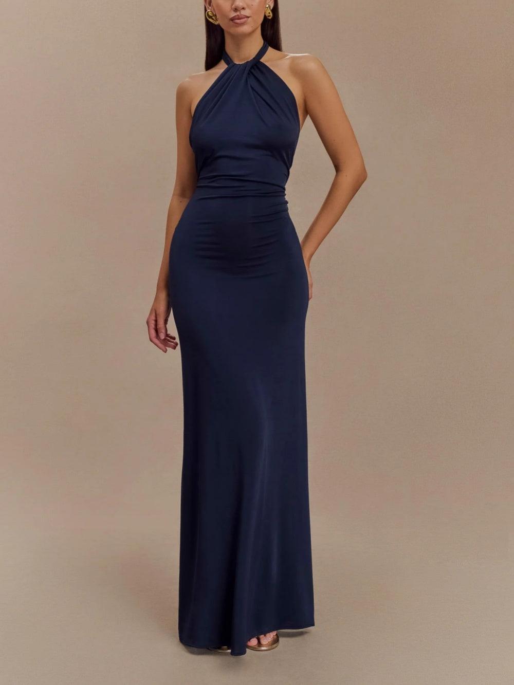 Elyna | Slinky Halter Maxi Dress - Lora Toronto