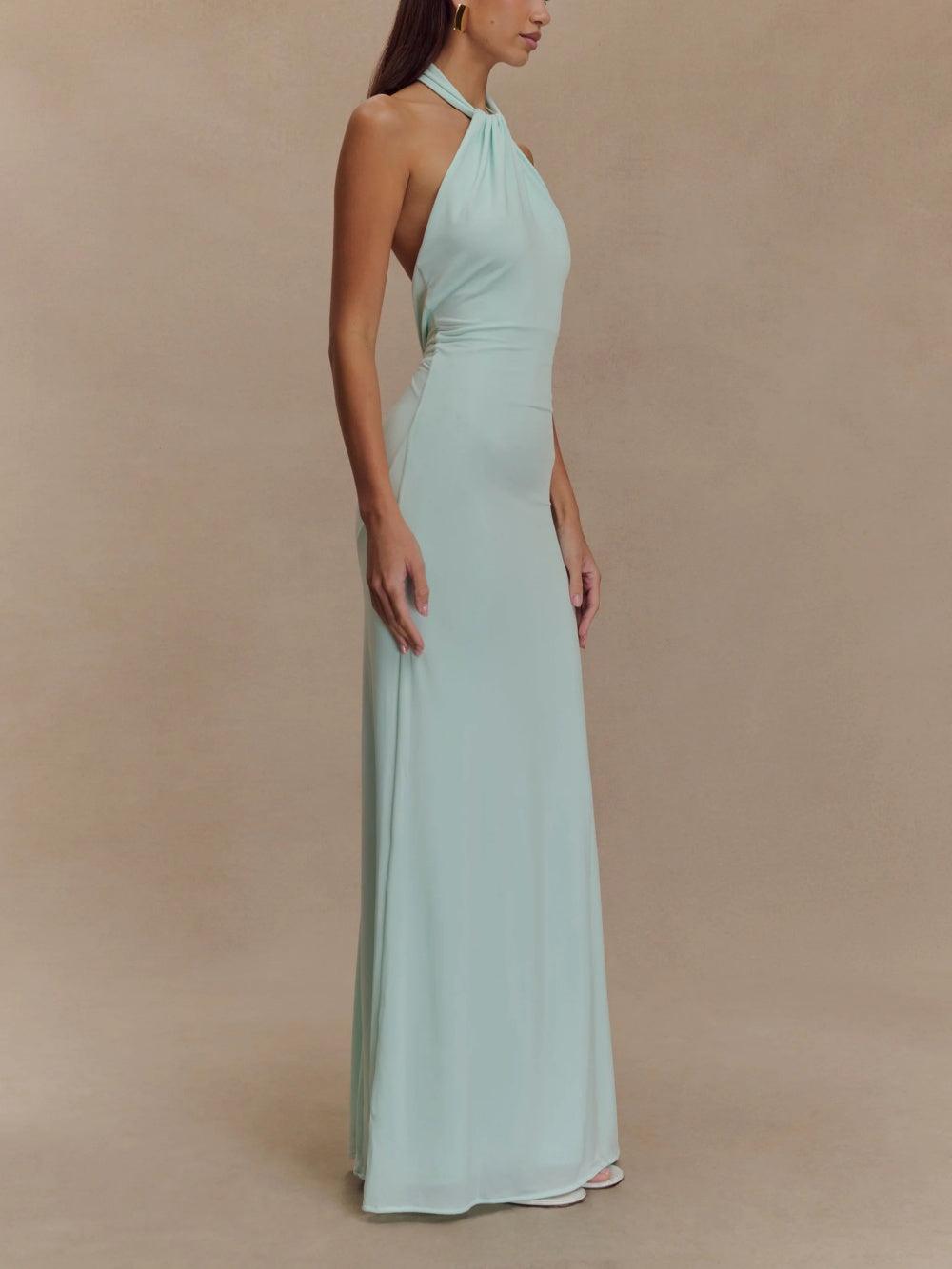 Elyna | Slinky Halter Maxi Dress - Lora Toronto