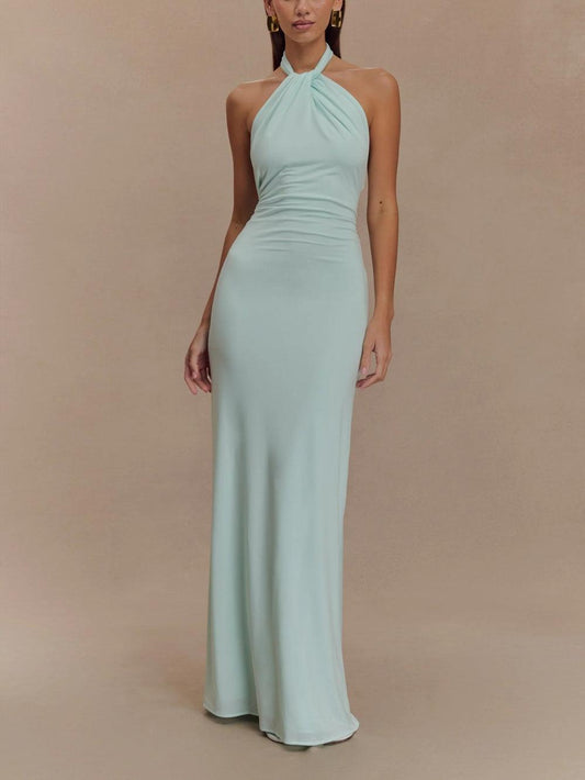 Elyna | Slinky Halter Maxi Dress - Lora Toronto