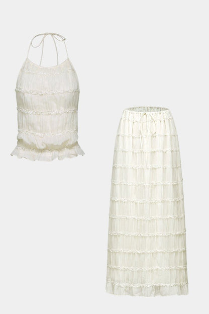 Eugenie Pleated Top & Skirt Matching Set - Lora Toronto