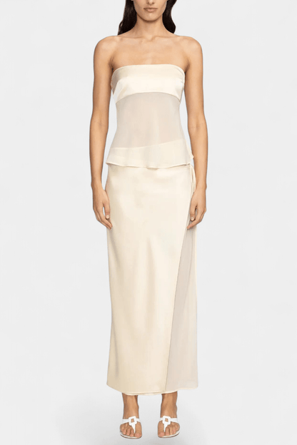 Fjorela Buttercream Strapless Midi Skirt Set - Lora Toronto