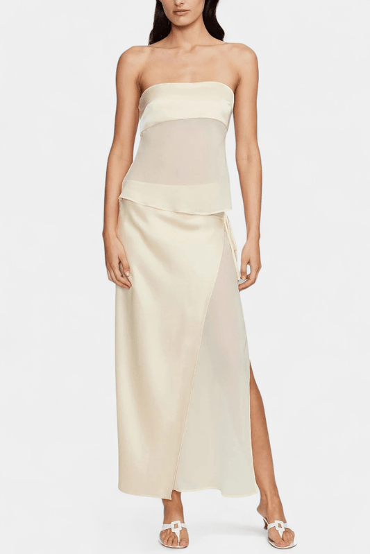 Fjorela Buttercream Strapless Midi Skirt Set - Lora Toronto