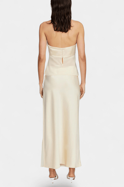 Fjorela Buttercream Strapless Midi Skirt Set - Lora Toronto