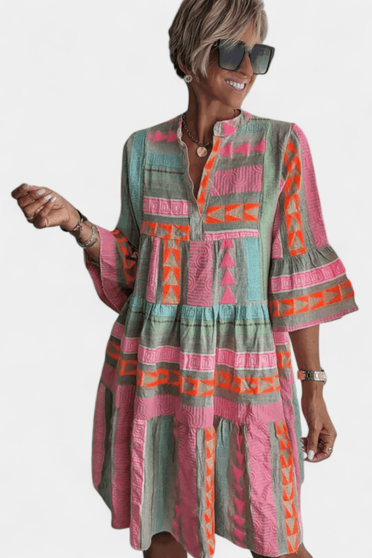 Gina | Embroidered Boho Mini Dress - Lora Toronto