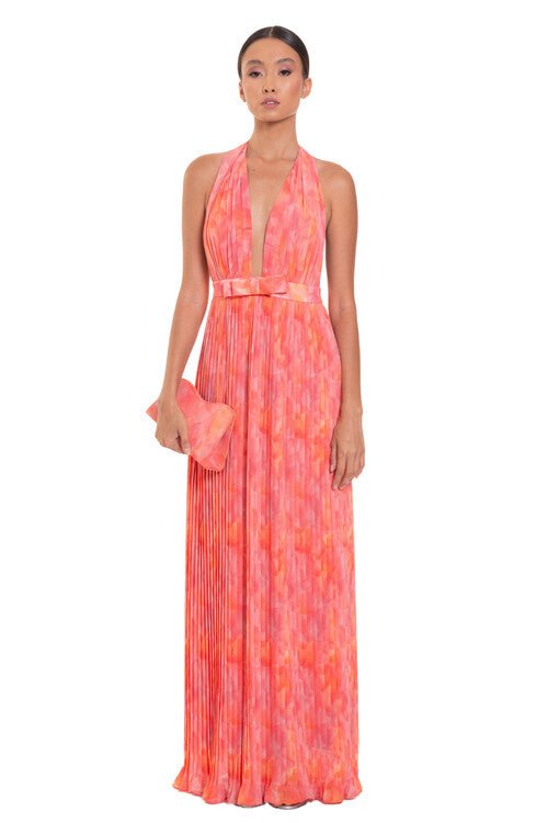 Isla | Pleated Halter Backless Maxi Dress - Lora Toronto