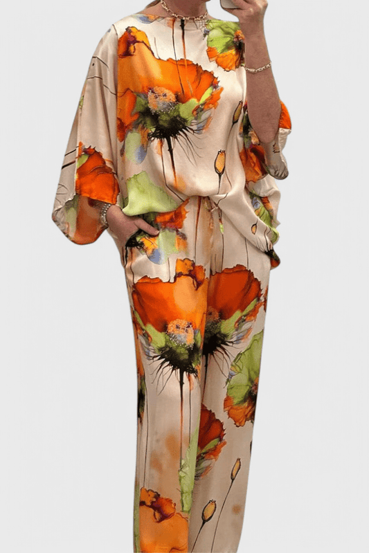 Karoline Floral Two - Piece Set with Relaxed Fit - Lora Toronto