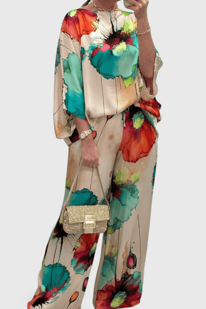 Karoline Floral Two - Piece Set with Relaxed Fit - Lora Toronto