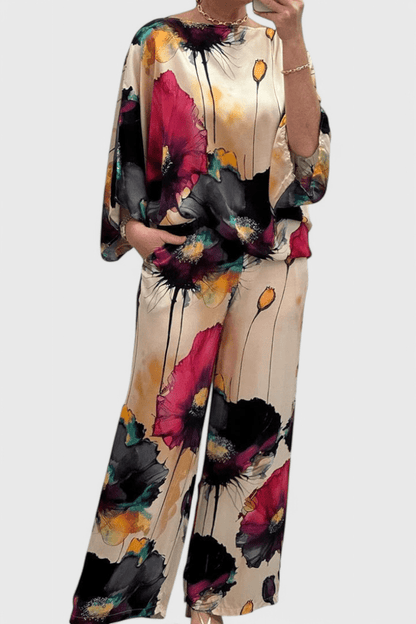 Karoline Floral Two - Piece Set with Relaxed Fit - Lora Toronto