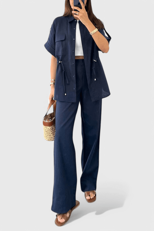 Lani Relaxed Two - Piece Shirt and Trousers Set - Lora Toronto