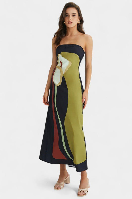 Laura | Strapless Printed Maxi Dress - Lora Toronto
