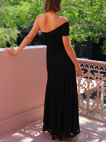 Lena | Mesh Off - Shoulder Maxi Dress - Lora Toronto