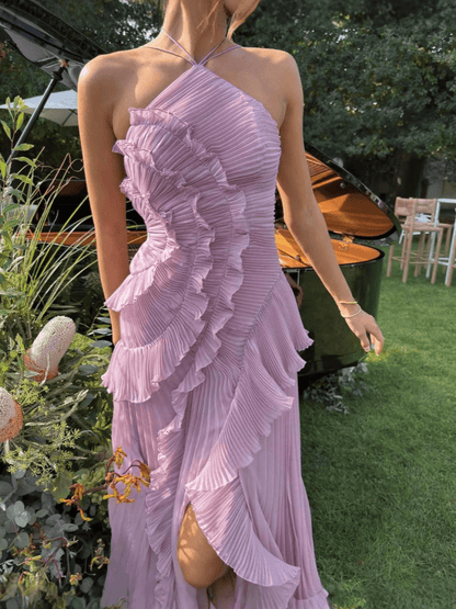 Marina | Maxi Pleated Chiffon Dress - Lora Toronto