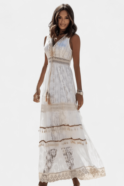 Melina | Boho Lace Maxi Dress - Lora Toronto