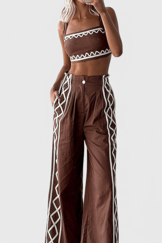 Mirella Zigzag Print Crop & Wide - Leg Set - Lora Toronto