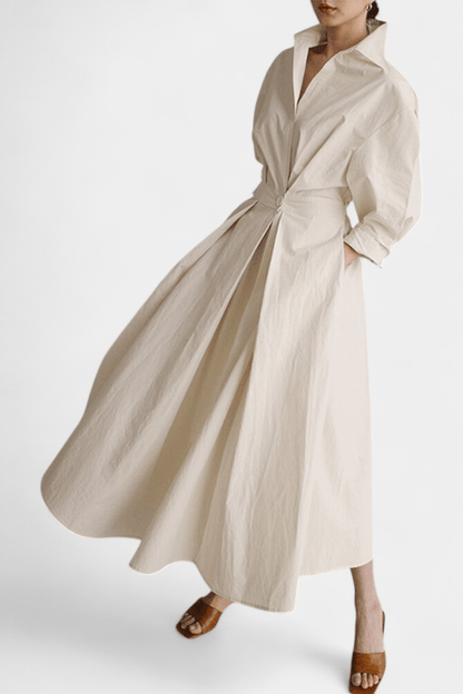 Miriam | Retro Collar Long Sleeve Maxi Dress - Lora Toronto