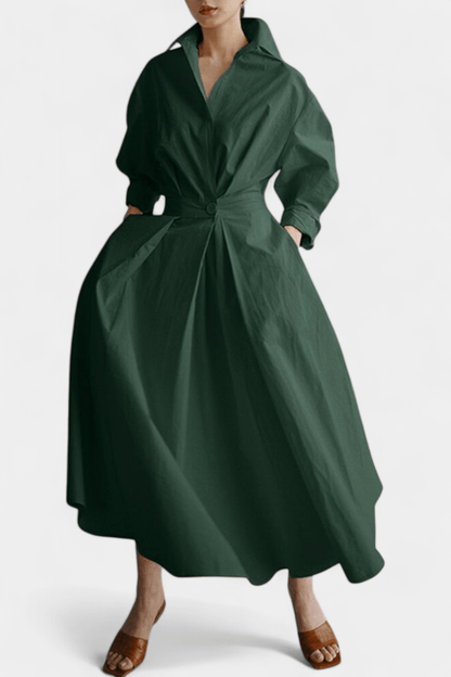 Miriam | Retro Collar Long Sleeve Maxi Dress - Lora Toronto