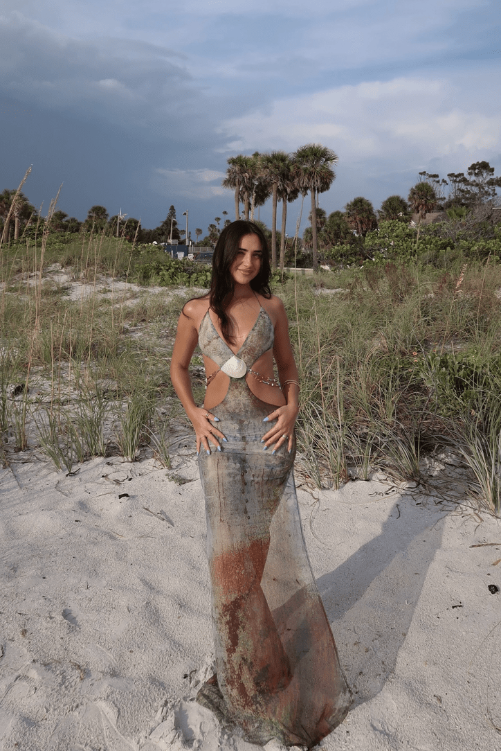 Reese | Elegant Shell Waist Cut - Outs Maxi Dress - Lora Toronto