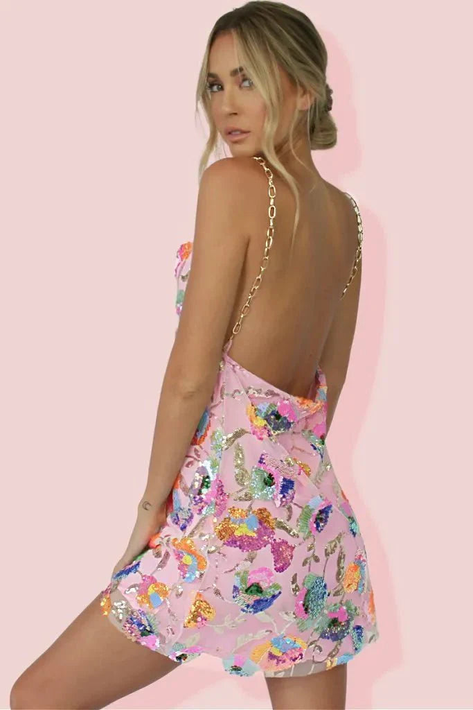 Rylee | Sequin Backless Mini Dress - Lora Toronto