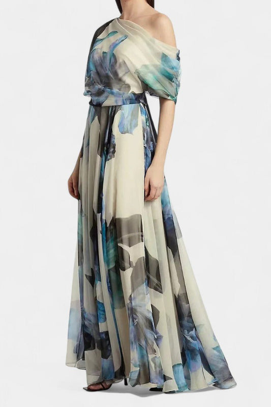 Sanaa | One - Shoulder Abstract Floral Maxi Dress - Lora Toronto