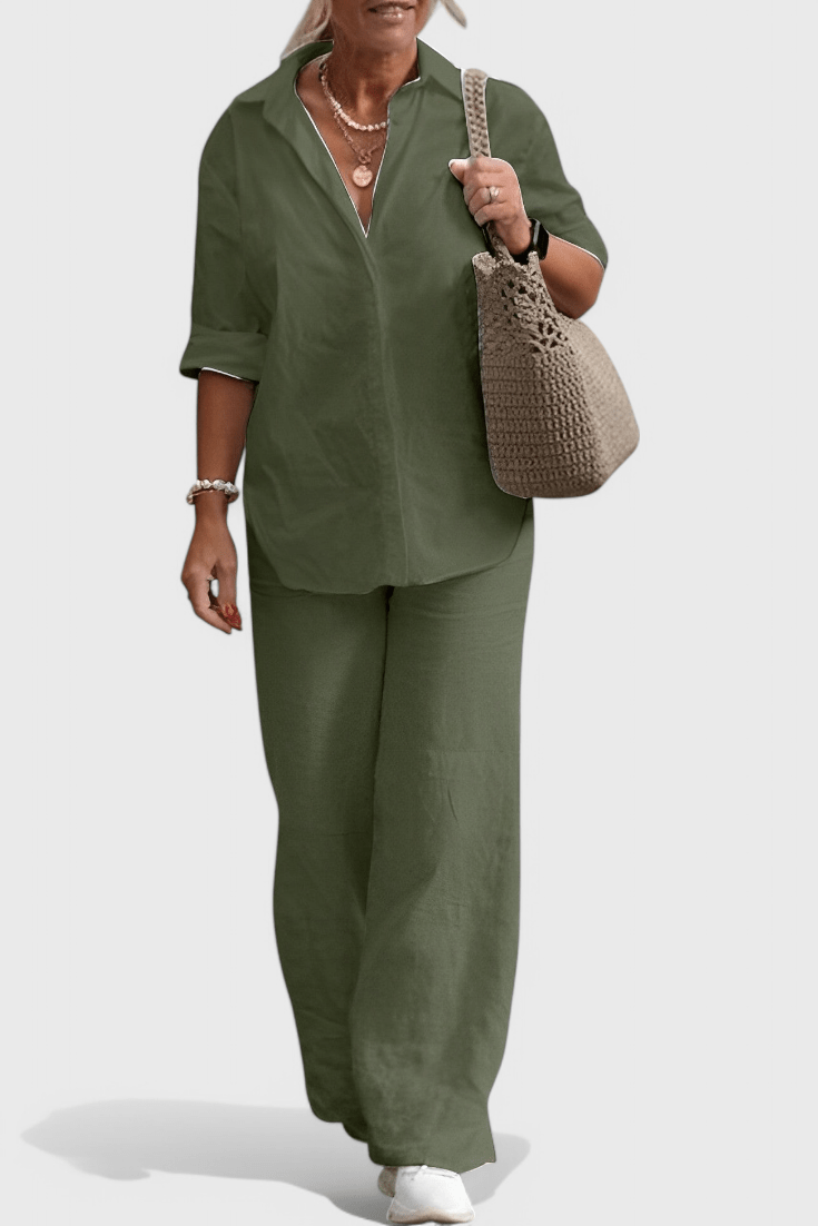 Skye Button Detail Two - Piece Set - Lora Toronto