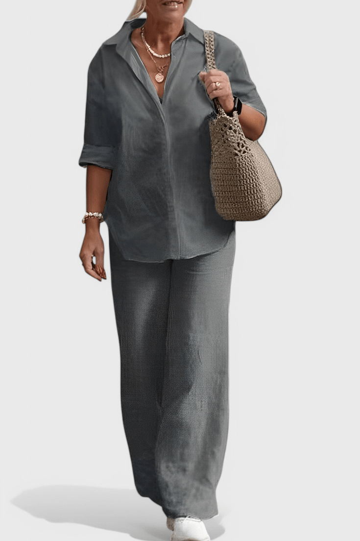 Skye Button Detail Two - Piece Set - Lora Toronto