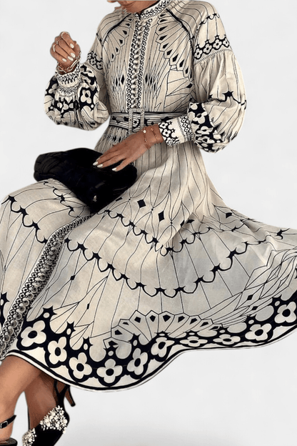 Soria | Embroidered Folk Print Button Maxi Dress - Lora Toronto