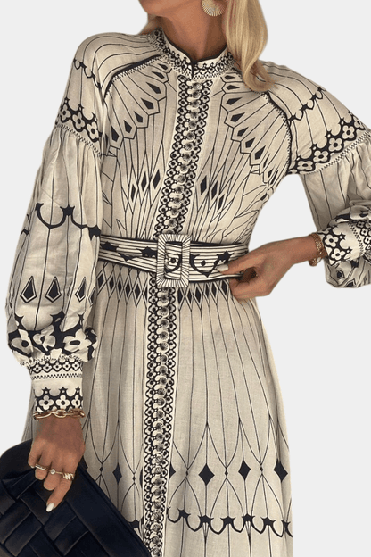 Soria | Embroidered Folk Print Button Maxi Dress - Lora Toronto