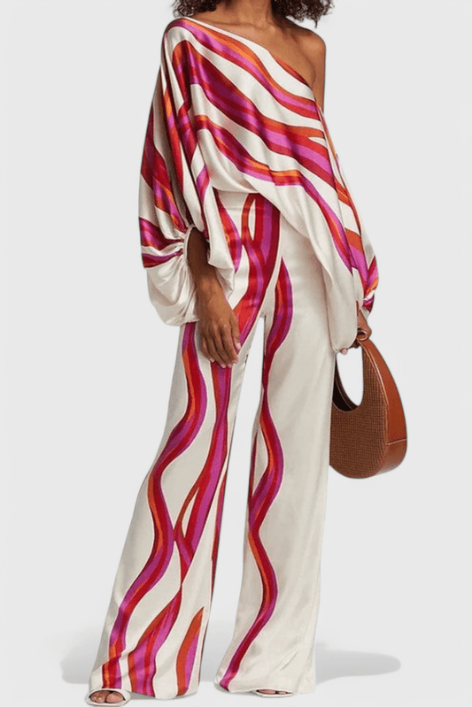 Sybella Off - Shoulder 2 Piece Set with Wide - Leg Pants - Lora Toronto