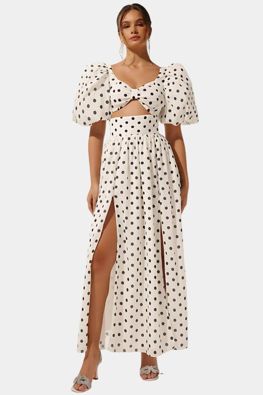 Taylor Polka Dot Puff Sleeve Skirt Set - Lora Toronto
