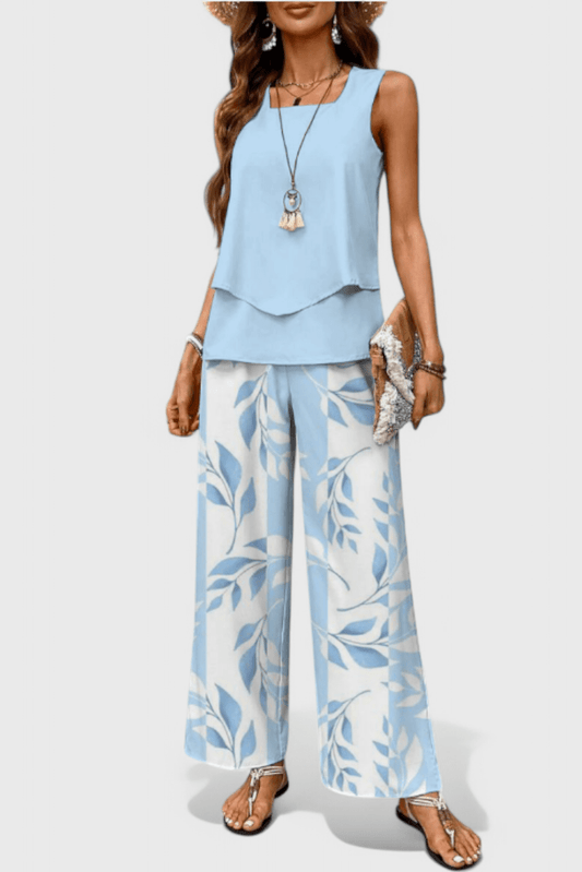 Una Layered Top & Wide - Leg Trouser Set - Lora Toronto